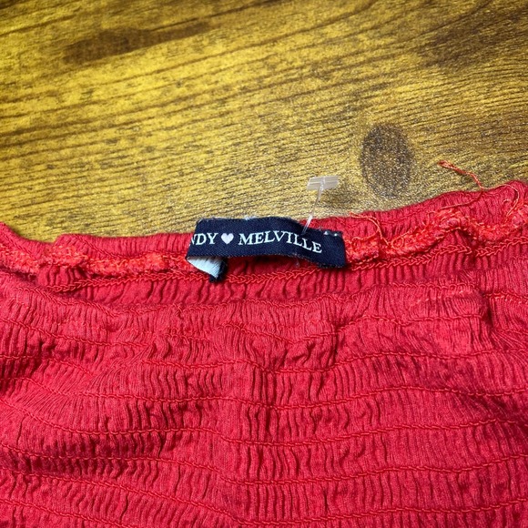 Brandy Melville One Black & One Red Smocked Off Shoulder Crop Top Small - Picture 5 of 13